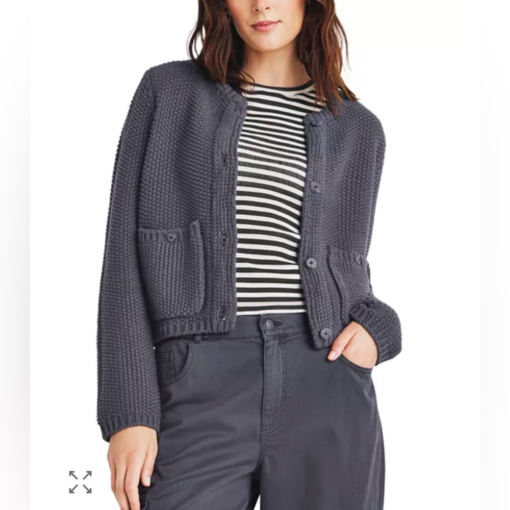 Splendid Collection Andrea Cropped Cardigan in Blue Size XL. NWT - Picture 2 of 12